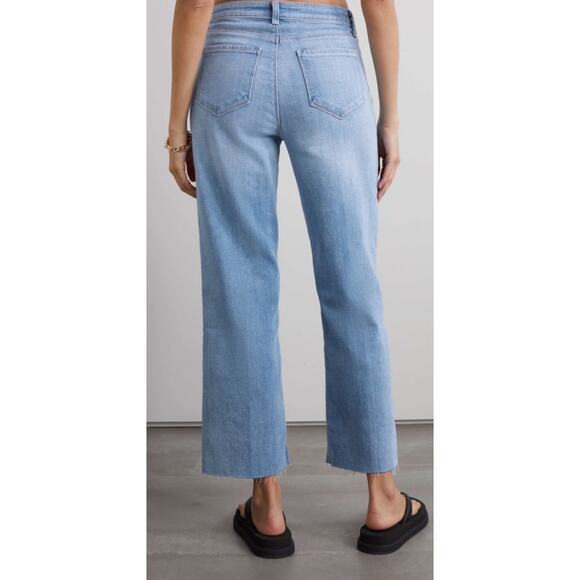 L'Agence Wanda Wide Leg Jeans Size 29 Highland Blue High Rise Crop Casual Staple - Picture 4 of 14